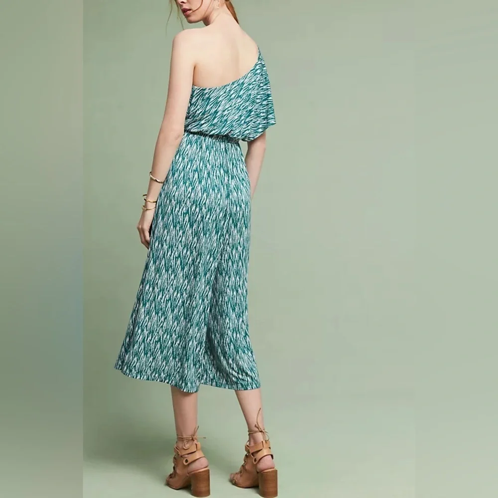 Anthropologie Maeve Teal One-Shoulder Jumpsuit  Woman’s Size Small - Picture 3 of 3
